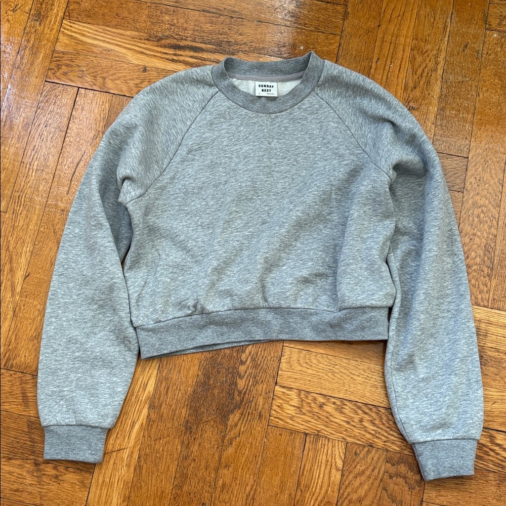 Aritzia Sunday Best Crop Crewneck Sweatshirt Gray Extra Small